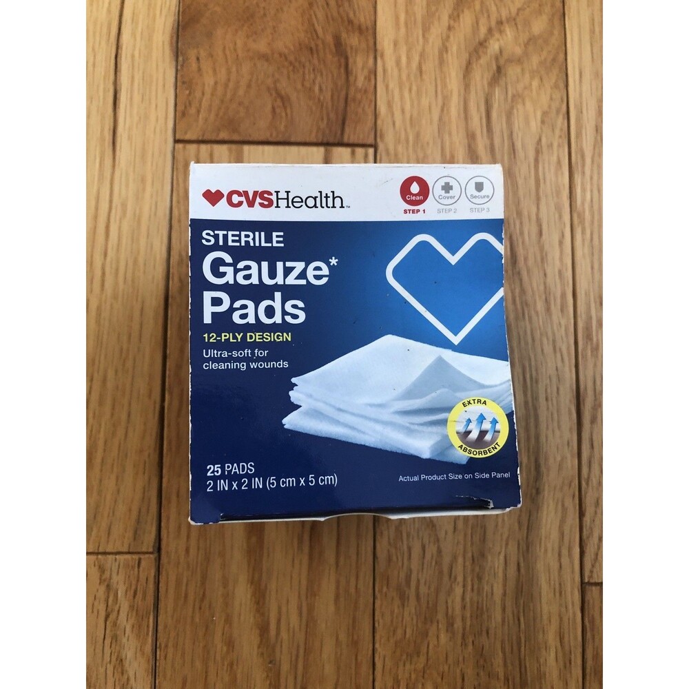 CVS Health Sterile Non-stick Gauze Pads 4” X 4” 20Total‎ Pads 12 Ply Open Box